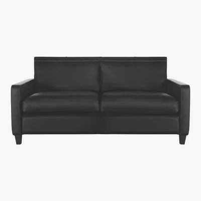 Habitat Chester Black Leather 2 Seater Sofa, Dark Feet, Black