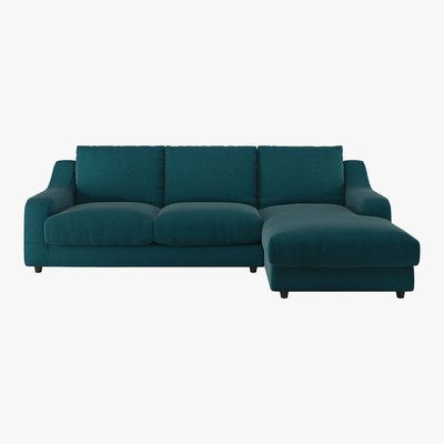 Habitat Slope Teal Green Wool Tweed Right Arm Chaise Sofa, Green