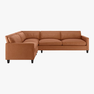 Habitat Chester Tan Luxury Leather Right-Arm Corner Sofa, Dark Feet, Tan
