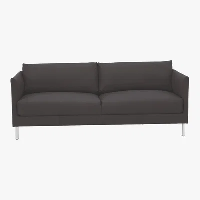 Habitat Hyde Black Premium Leather 3 Seater Sofa, Metal Leg, Black