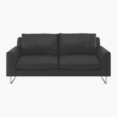 Habitat Lyle Black Premium Leather 2 Seater Sofa, Black