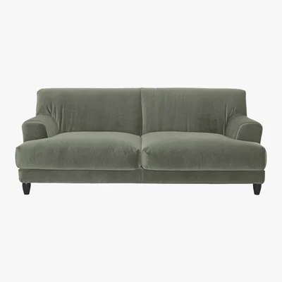 Habitat Askem Sage Green Velvet 3 Seater Sofa, Green Green
