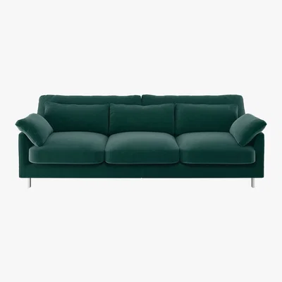 Habitat Cuscino Emerald Green Velvet 3 Seater Sofa, Green