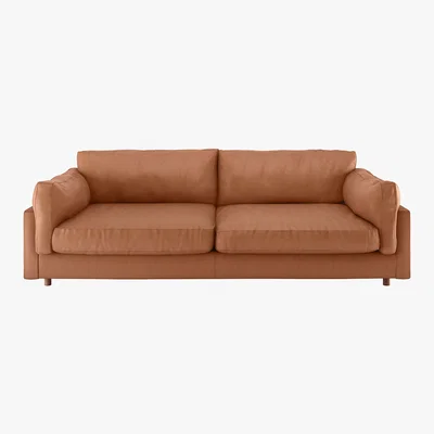 Habitat Elkin Tan Leather 4 Seat Sofa, Tan