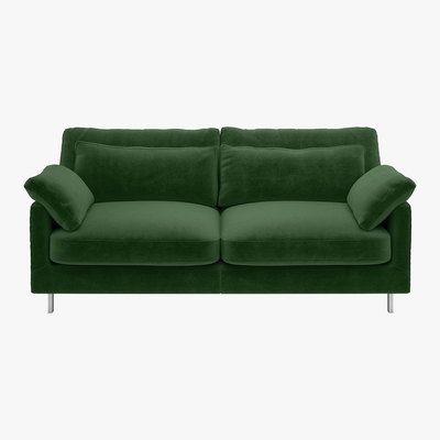 Habitat Cuscino Moss Green Velvet 2 Seater Sofa, Moss Green