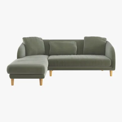 Habitat Colby Sage Green Velvet Left Arm Chaise Sofa, Green Green