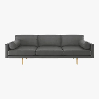 Habitat Spencer Grey Luxury Leather 4 Seater Sofa, Oak Legs, Grey