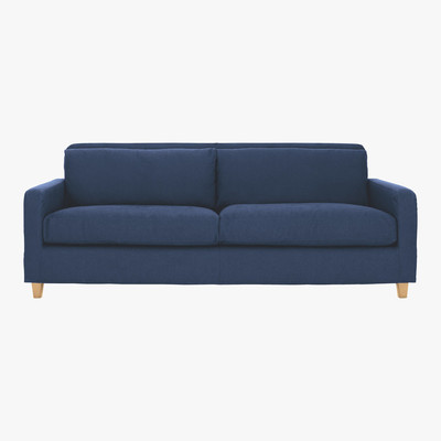 Habitat Chester Blue Leather 3 Seater Sofa, Blue
