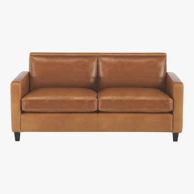 Habitat Chester Mid Tan Leather 2 Seater Sofa, Dark Stained Feet, Mid Tan