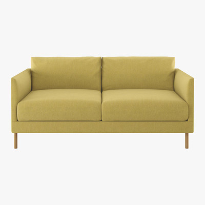 Habitat Hyde Yellow FaBric 2 Seater Sofa, Wooden Legs, Yellow