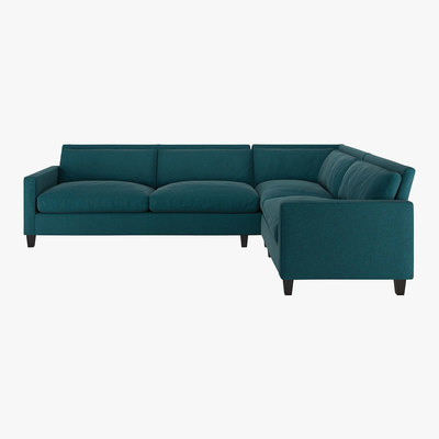Habitat Chester Teal Green Tweed Wool Mix Left-Arm Corner Sofa, Dark Feet, Green