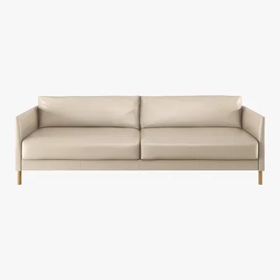 Habitat Hyde Cream Leather 3 Seater Sofa Bed, Wooden Legs, Cream
