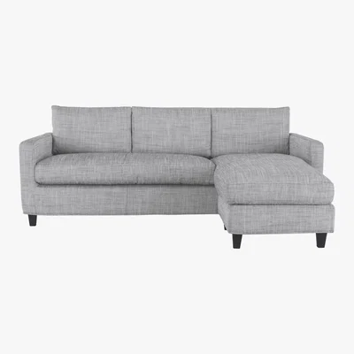 Habitat Chester Black & White Italian Woven FaBric 3 Seat Chaise Sofa, Black And White