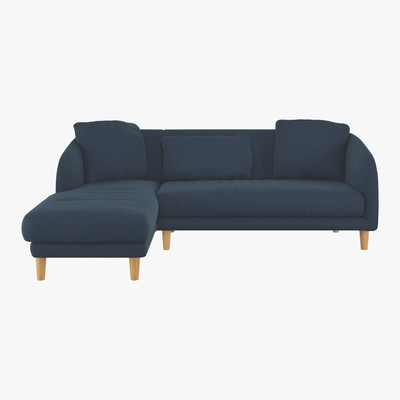 Habitat Colby Navy Blue Wool Herringbone Left Arm Chaise Sofa, Navy