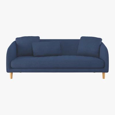 Habitat Colby Blue FaBric 3 Seater Sofa, Wooden Feet, Blue