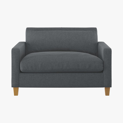 Habitat Chester Grey Textured Compact Sofa, Oak Stained Feet, Grey