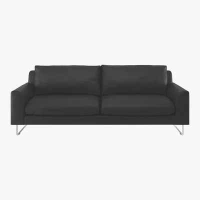 Habitat Lyle Black Premium Leather 3 Seater Sofa, Black
