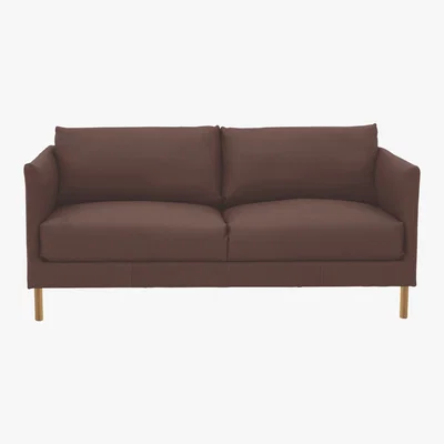 Habitat Hyde Brown Premium Leather 2 Seater Sofa, Wooden Leg, Brown