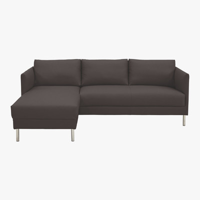 Habitat Hyde Brown Leather Left-Arm Chaise Sofa, Metal Legs, Brown