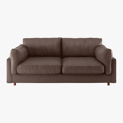 Habitat Elkin Chocolate Leather 3 Seat Sofa, Brown