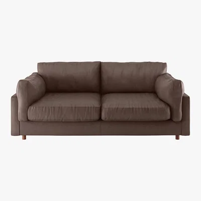 Habitat Elkin Chocolate Leather 3 Seat Sofa, Brown