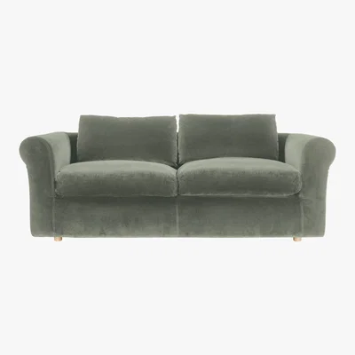 Habitat Louis Sage Green Velvet 4 Seater Sofa, Green Green