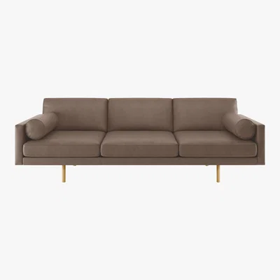Habitat Spencer Light Brown Luxury Leather 4 Seater Sofa, Oak Legs, Light Brown