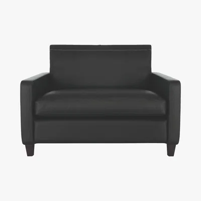 Habitat Chester Black Arredo Leather Compact Sofa, Dark Feet, Black