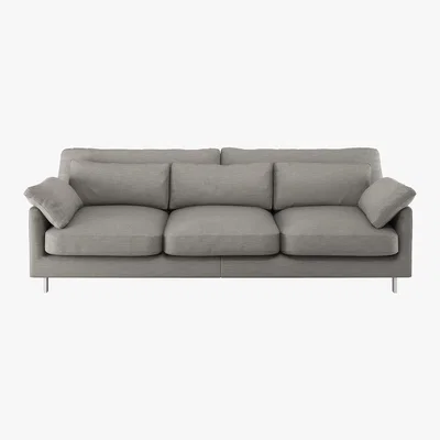 Habitat Cuscino Light Grey Textured FaBric 3 Seater Sofa, Grey