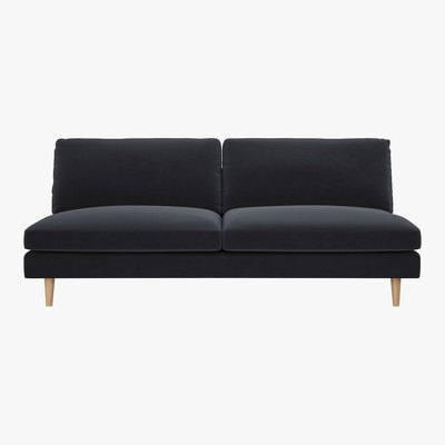 Habitat Teo Charcoal Grey Velvet 3 Seat Sofa, Charcoal