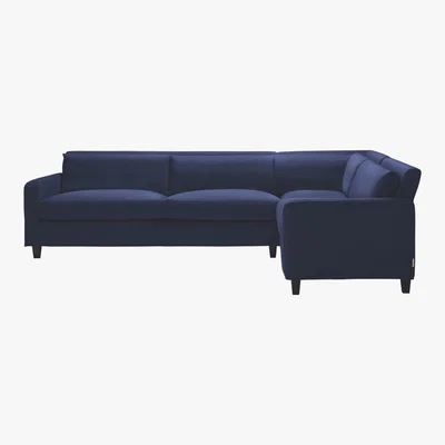 Habitat Chester Dark Blue FaBric Left-Arm Corner Sofa, Dark Feet, Blue