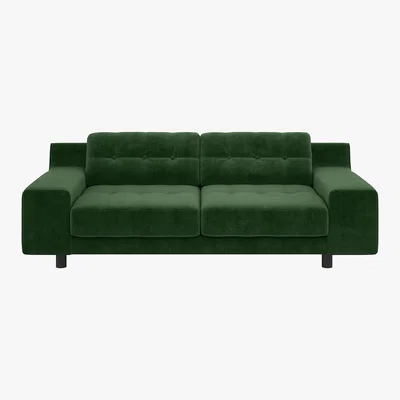 Habitat Hendricks Moss Green Velvet 3 Seater Sofa, Moss Green