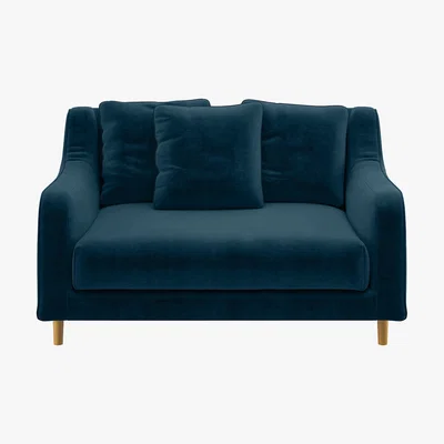 Habitat Swift Ink Blue Velvet Loveseat Sofa, Blue