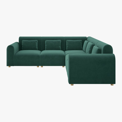 Habitat Tab Green Velvet 3 Seat Reversible Corner Sofa, Green