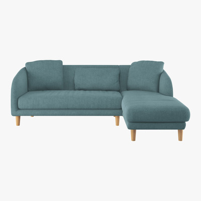 Habitat Colby Teal Blue FaBric Right Arm Chaise Sofa, Blue