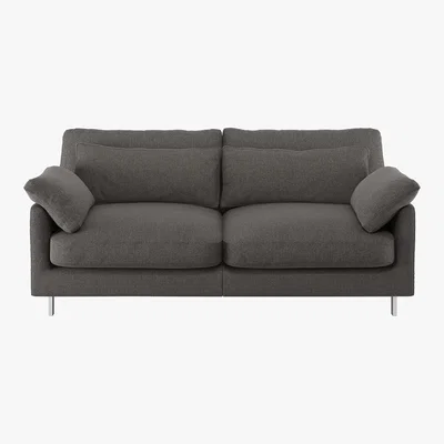 Habitat Cuscino Charcoal Grey Herringbone Wool Mix 2 Seater Sofa, Charcoal