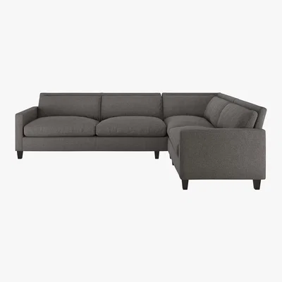 Habitat Chester Charcoal Grey Tweed Wool Left-Arm Corner Sofa, Dark Feet, Charcoal
