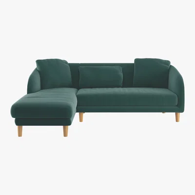 Habitat Colby Emerald Green Velvet Left Arm Chaise Sofa, Green