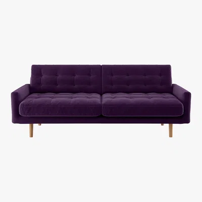 Habitat Fenner Dark Purple Velvet 3 Seater Sofa, Purple