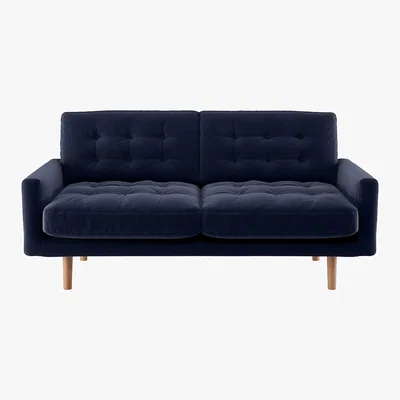Habitat Fenner Navy Blue Velvet 2 Seater Sofa, Dark Blue