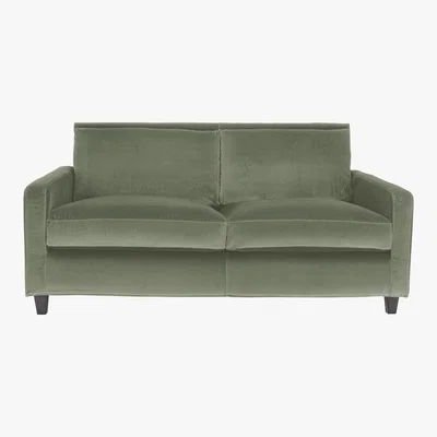 Habitat Chester Sage Green Velvet 2 Seater Sofa, Dark Stained Feet, Green Green