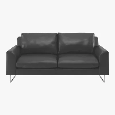 Habitat Lyle Black Leather 2 Seater Sofa, Black