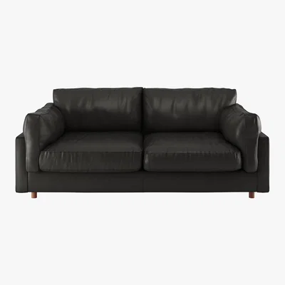 Habitat Elkin Black Leather 3 Seater Sofa, Black