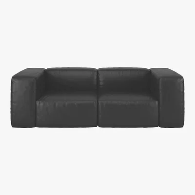 Habitat Opollo Black Leather 3 Seater Sofa, Black