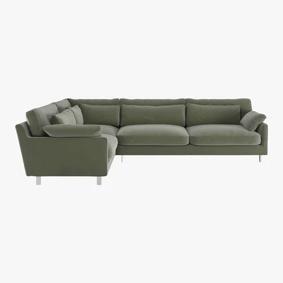 Habitat Cuscino Sage Green Velvet Right-Arm Corner Sofa, Green Green