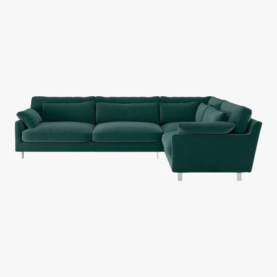 Habitat Cuscino Emerald Green Velvet Left-Arm Corner Sofa, Green