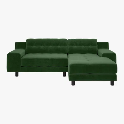 Habitat Hendricks 3 Seat Moss Green Right Hand Chaise Sofa, Moss Green
