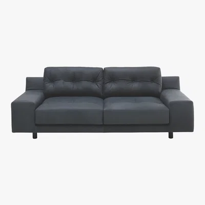 Habitat Hendricks Dark Grey Luxury Leather 3 Seater Sofa, Grey