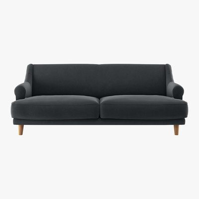 Habitat Townsend Dark Grey Velvet 3 Seater Sofa, Grey