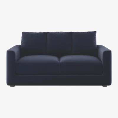 Habitat Rupert Navy Blue Velvet 2 Seater Sofa, Dark Blue